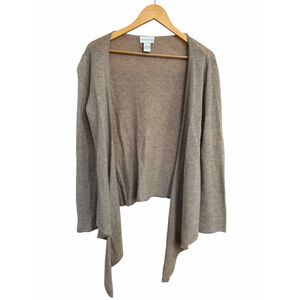 Soft Surroundings Cashmere Open Cardigan Drape Taupe Lightweight M